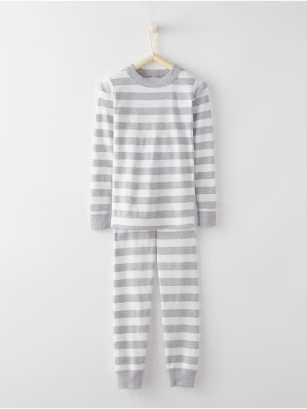 Hanna Andersson Long John Striped Pajamas 3T Heather Gray